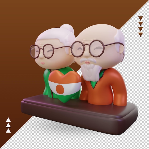 3d grandparents day love Niger flag rendering right view