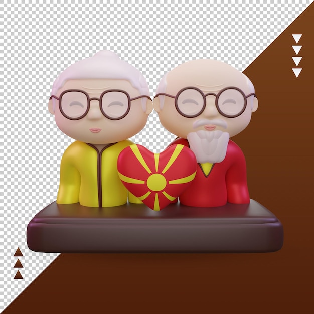 3d grandparents day love North Macedonia flag rendering front view