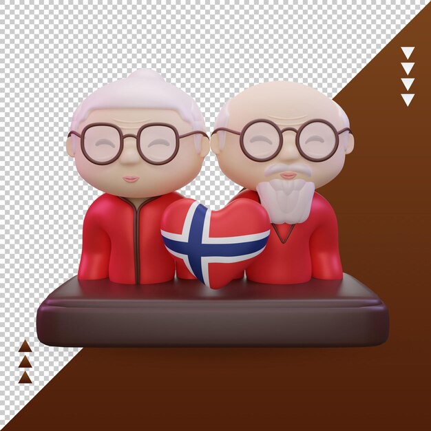 3d grandparents day love Norway flag rendering front view