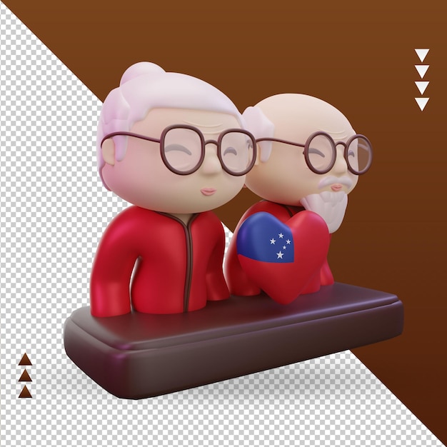 3d grandparents day love Samoa flag rendering left view