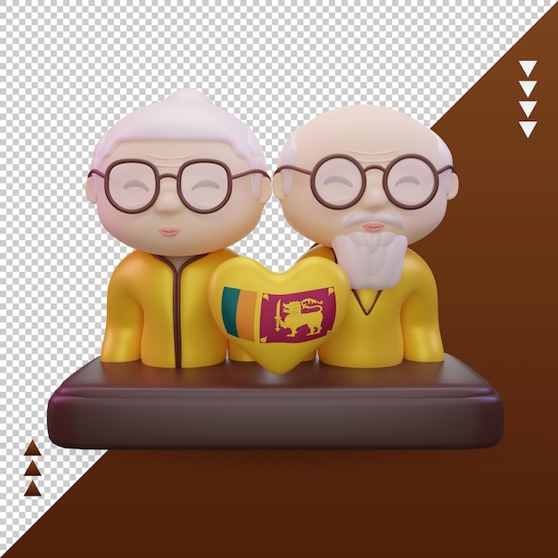 3d grandparents day love Sri Lanka flag rendering front view