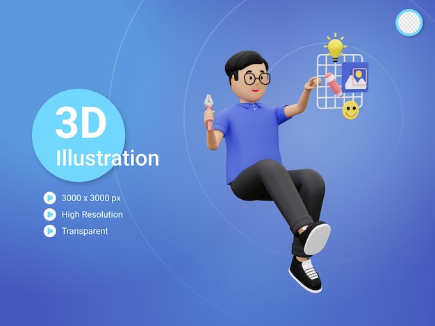 3d Graphic designer with creative idea