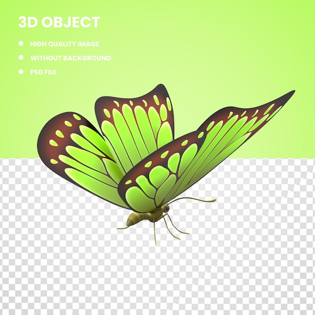 3D Green Butterfly