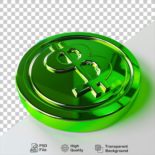 PSD a 3d green coin with a dollar sign on it money concept