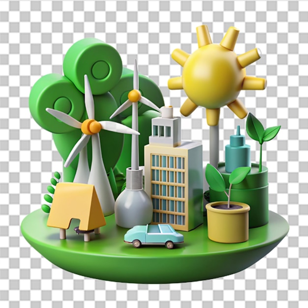 PSD 3d green energy illustration alternative energy concept clean energy production methods renewable energy concept eco green electric plug