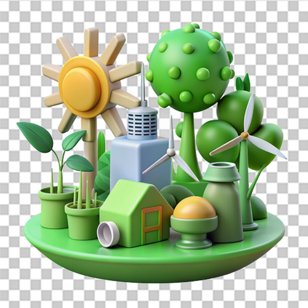 PSD 3d green energy illustration alternative energy concept clean energy production methods renewable energy concept eco green electric plug