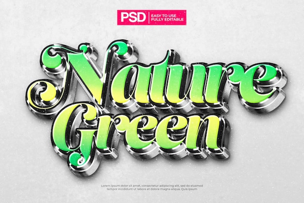 3d green nature text effect