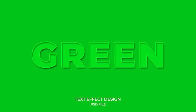 3d Green text effect design with a green background editable psd file