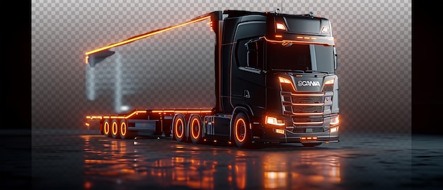 PSD 3d grey scania s truck with led lights