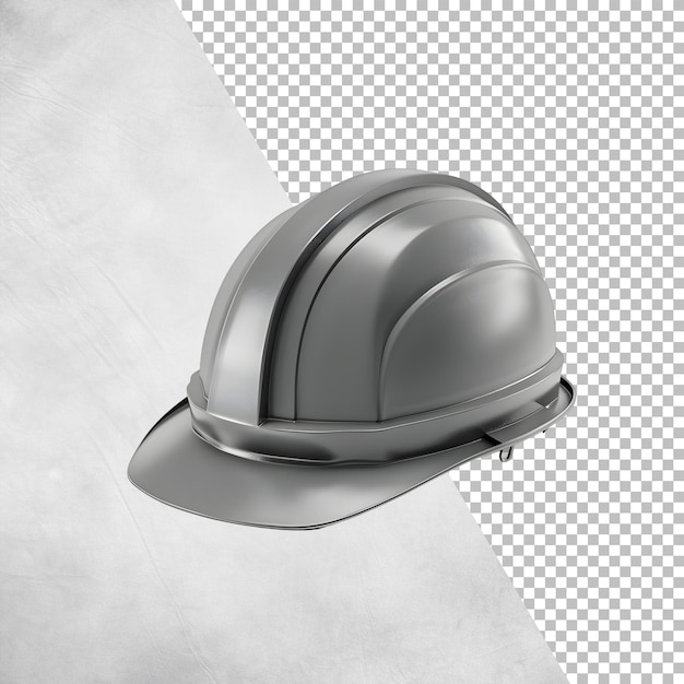 3d grey worker helmet Isolated on transparent background png