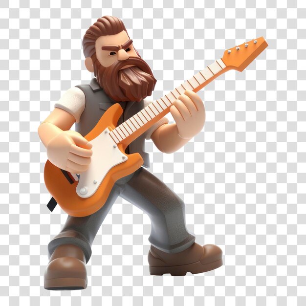 PSD 3d guitarist cartoon character