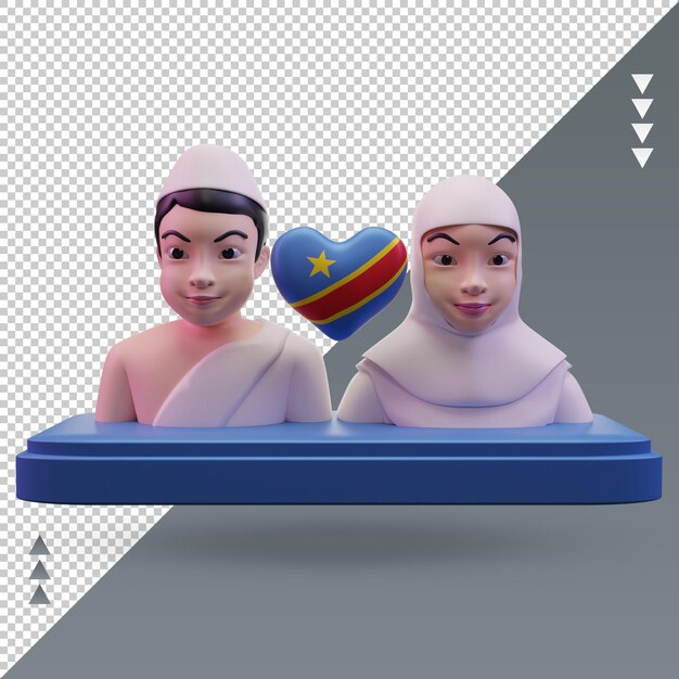 3d hajj love Democratic Congo flag rendering front view