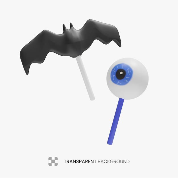 3D halloween bat and eye candy illustration