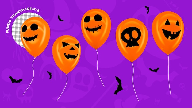 3d halloween multifaceted balloons for composition