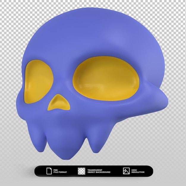 3d halloween skull bone icon isolated illustration