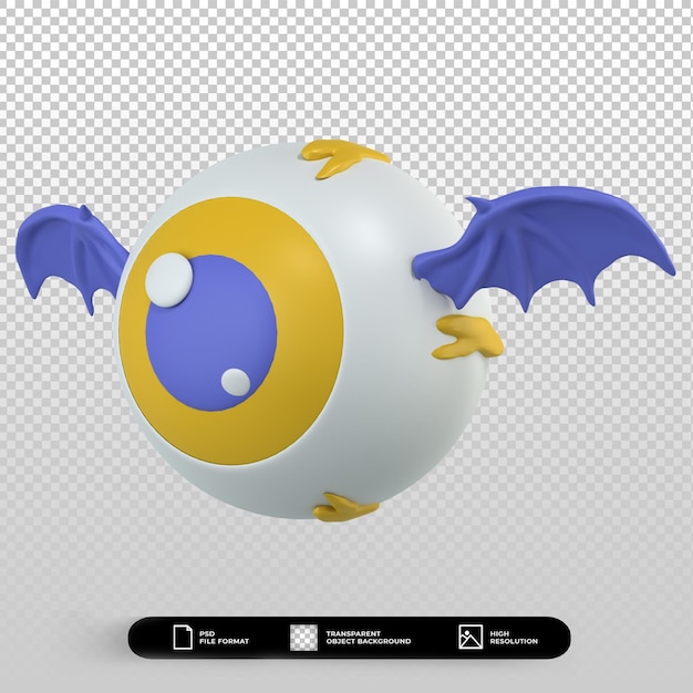 3d halloween winged one eye monster icon isolated illustration