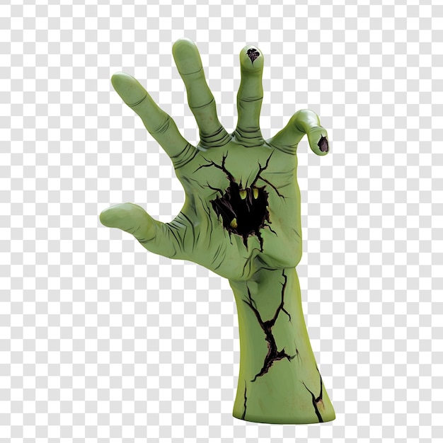 PSD 3d halloween zombie hand for spooky decorations and designs