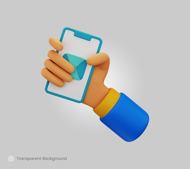 3d hand gesture holding smartphone icon