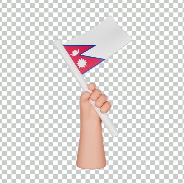 PSD 3d hand holding a flag of nepal