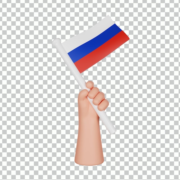 3D hand holding a flag of Russia