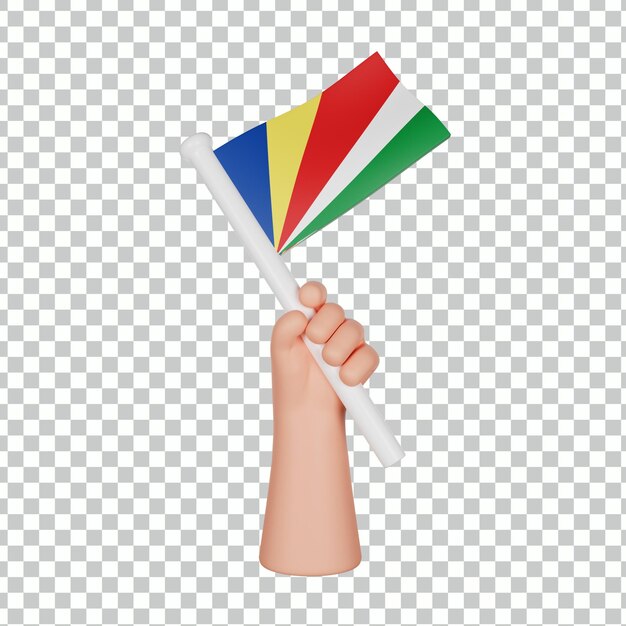 PSD 3d hand holding a flag of seychelles