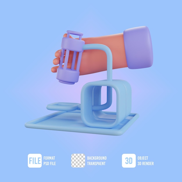 3d hand illustration with microscope medical icon