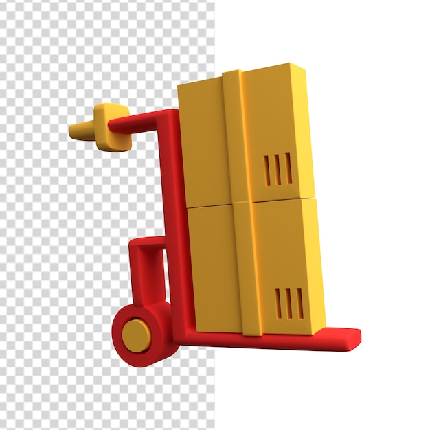 3d handcart icon. 3d handcart illustration. 3d logistic icon.