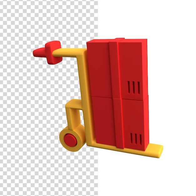 3d handcart icon. 3d handcart illustration. 3d logistic icon.