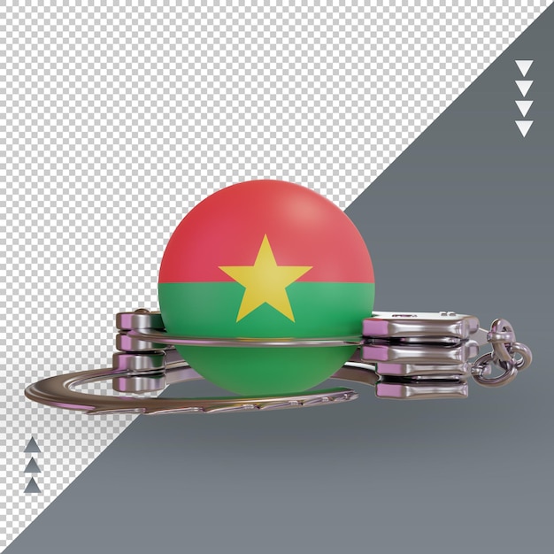 3d handcuff Burkina Faso flag rendering front view