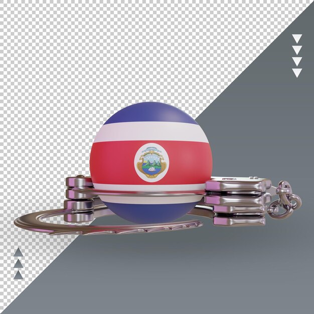 3d handcuff Costa Rica flag rendering front view