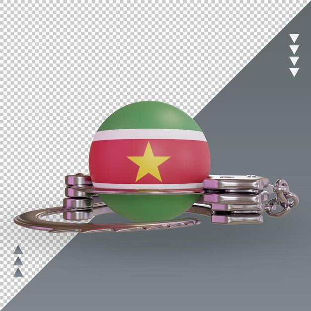 3d handcuff Suriname flag rendering front view