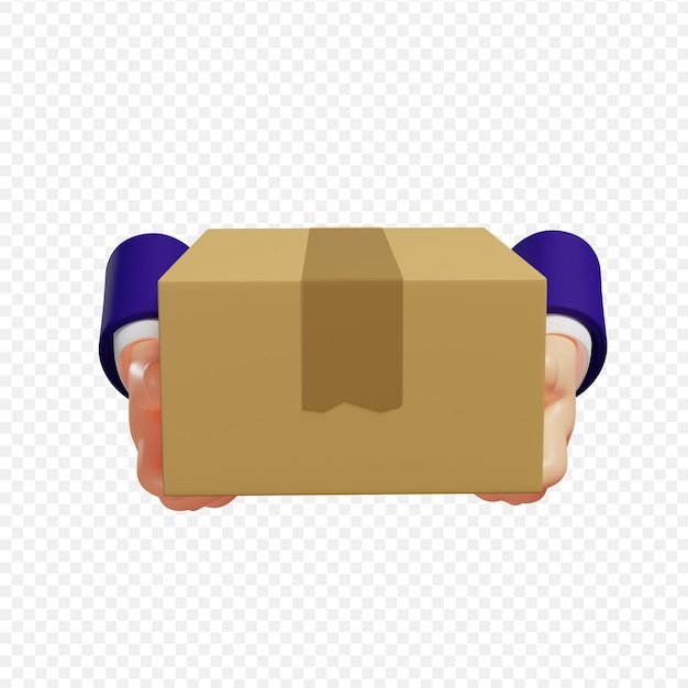 3d hands holding parcel courier delivery concept isolated 3d illustration