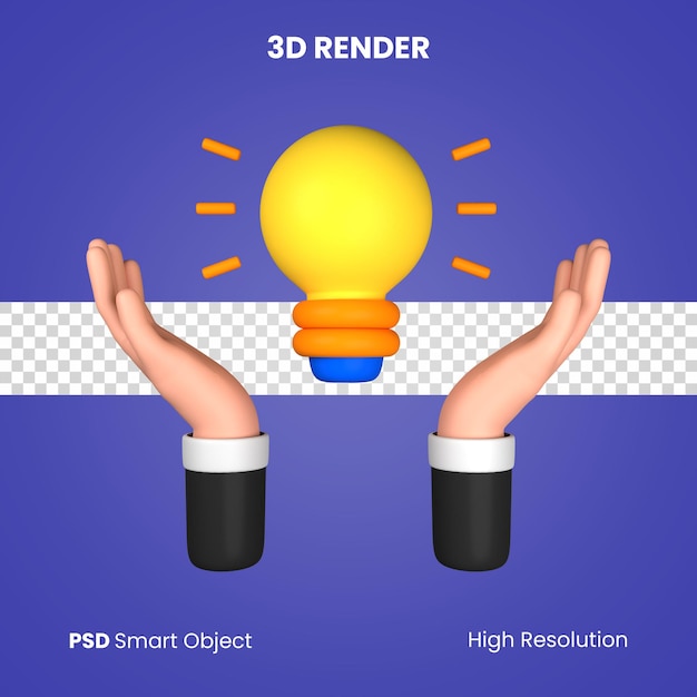 3d hands present lamp idea render isolated