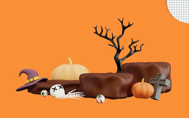 3d happy halloween with podium display product