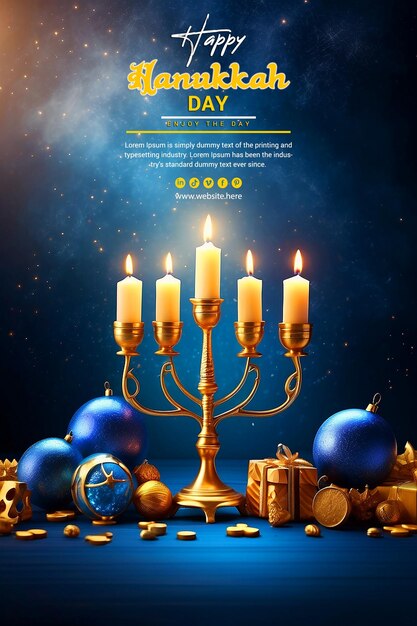 PSD 3d happy hanukkah star david background