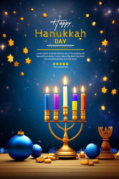 PSD 3d happy hanukkah star david background