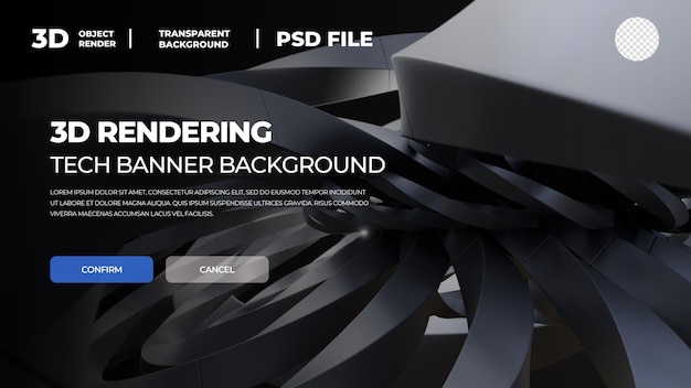 PSD 3d hd rendering banner template 3d elements