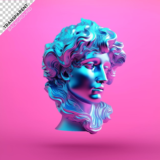 3d head statue holographic ilustration