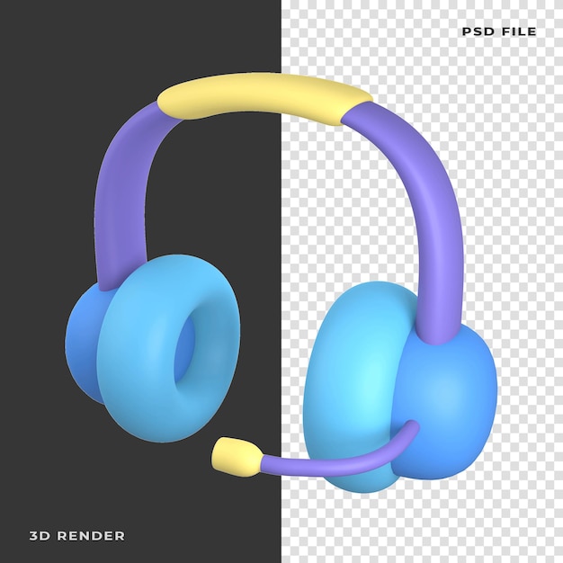 3D Headphone Customer Support Rendered on transparent background