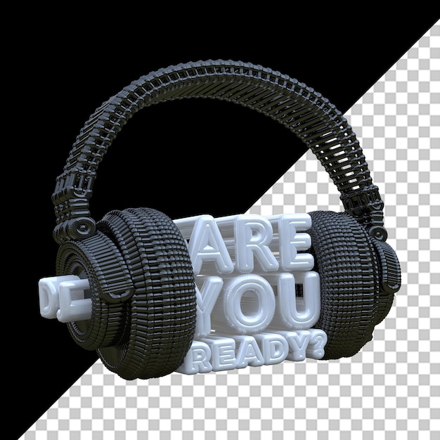 PSD 3d headphone dj are you ready black and white