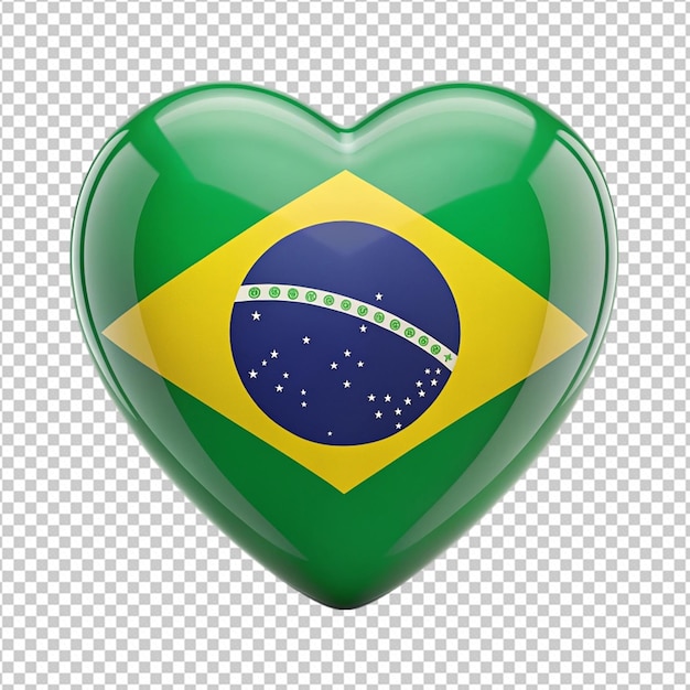 PSD 3d heart design with brazil flag png