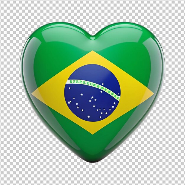 PSD 3d heart design with brazil flag png