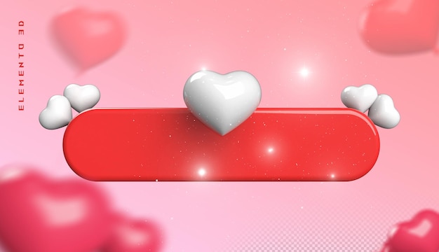 PSD 3d heart label empty valentines day