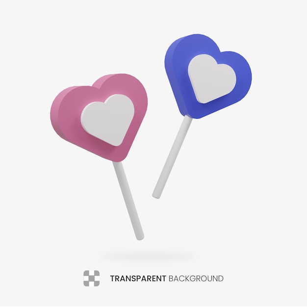 3D Heart Shaped Lollipops Candy