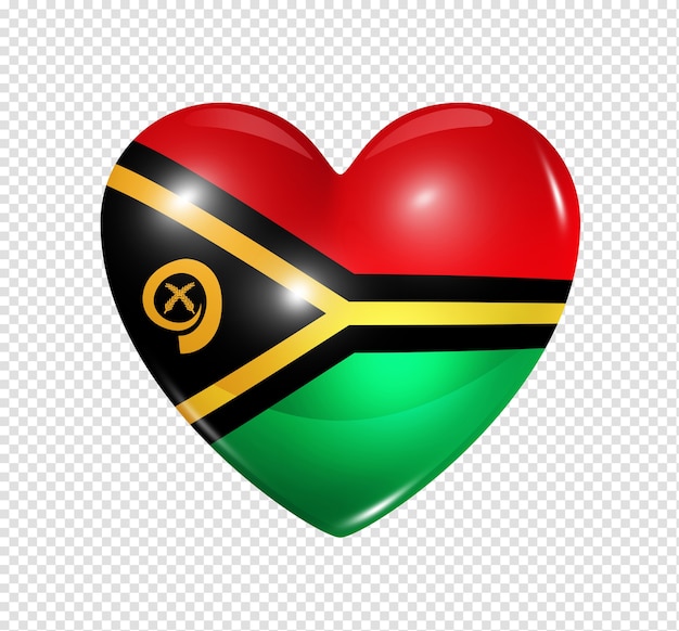 3D heart Vanuatu flag icon isolated