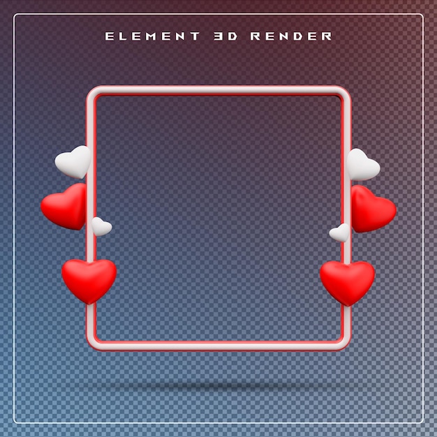 PSD 3d heart with frame