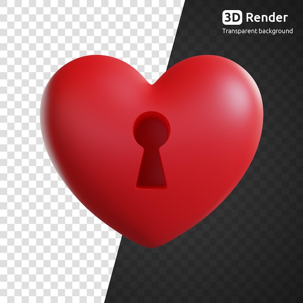 3d heart with a keyhole