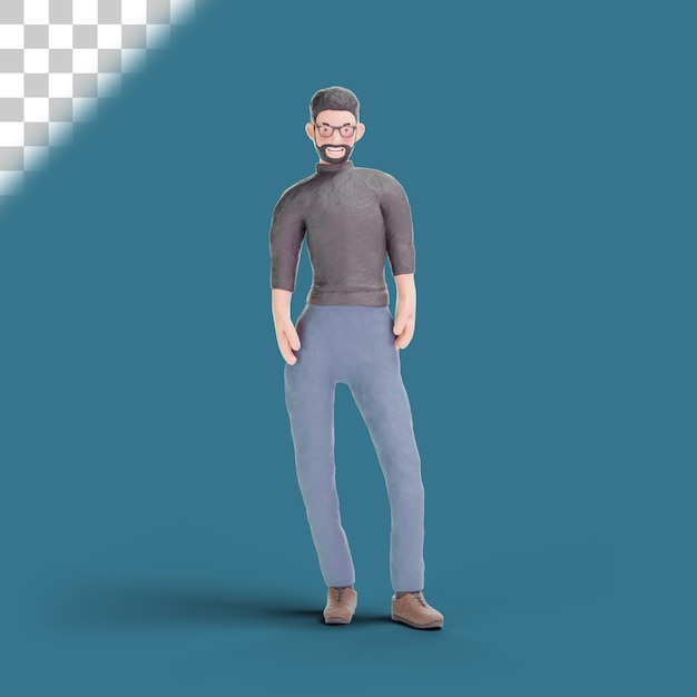 3D Hipster man standing