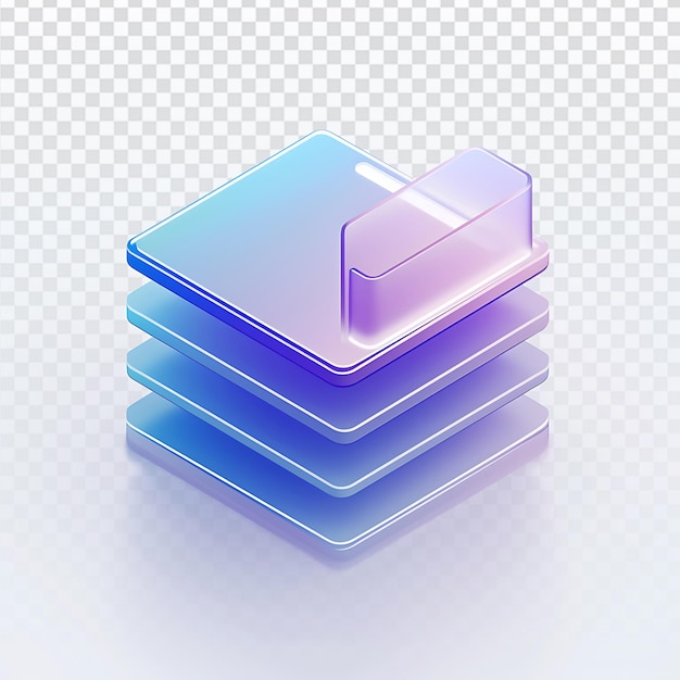 PSD 3d holographic file icon on base isometric design