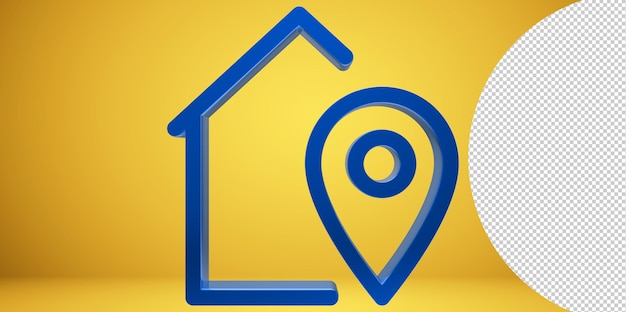 3D Home location icon. 3D isolated home signs. Map parking pointer. home place sign.